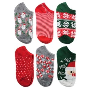 Holiday No Show Socks, 6-Pack,